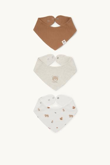 Unisex - Confezione da 3 - motivo animali del bosco - bavetta per neonati - beige chiaro