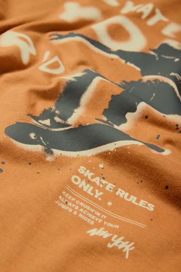 Kinderen: jongens - Skater - T-shirt - donker oranje