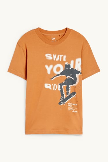 Kinderen: jongens - Skater - T-shirt - donker oranje