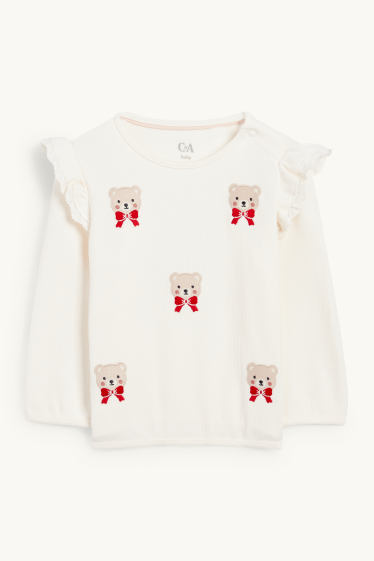 Nadó nena - Ossets - dessuadora per a nadó - acanalada - blanc trencat