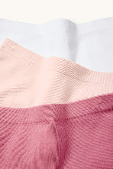 Enfants filles - Lot de 3 - caleçons - finition côtelée - rose foncé