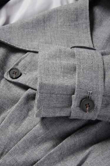Dames - Korte trenchcoat - geruit - grijs