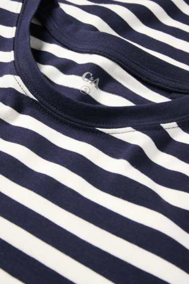 Dona - Samarreta de màniga llarga - de ratlles - blau fosc / blanc