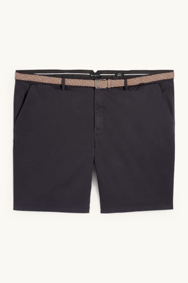 Men - Shorts with belt - black