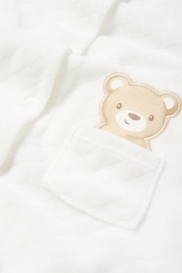 Unisex - Bärchen - Baby-Schlafanzug - strukturiert - weiss