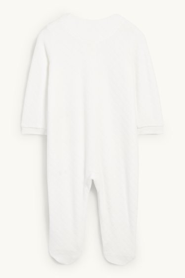 Unisex - Bärchen - Baby-Schlafanzug - strukturiert - weiss