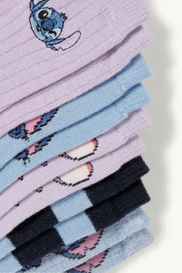Children Girls - Multipack of 5 - Lilo & Stitch - socks with motif - light blue