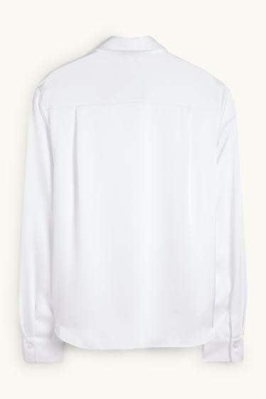 Women - Satin blouse - white
