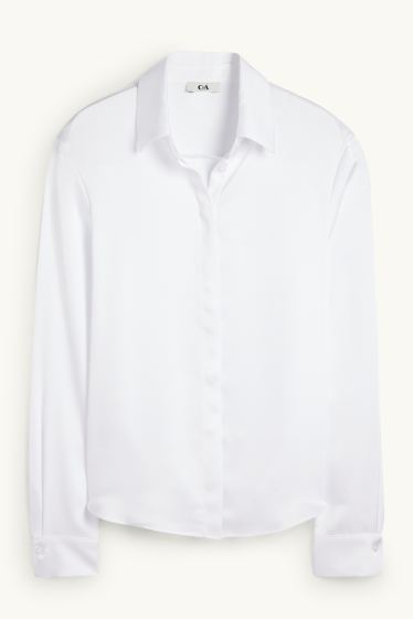 Women - Satin blouse - white