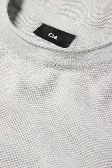 Hommes - Pull - texturé - gris clair