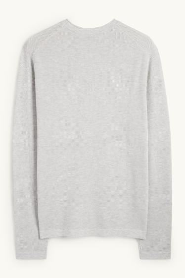 Hommes - Pull - texturé - gris clair