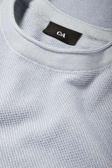 Hommes - Pull - texturé - bleu clair