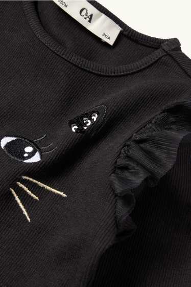 Children Girls - Cat - set - dress and bag - 2 piece - black