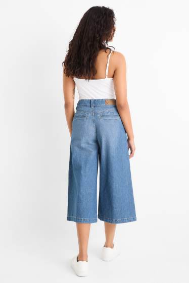 Femmes - Jean jupe-culotte - high waist - jean bleu