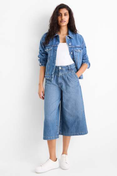 Femmes - Jean jupe-culotte - high waist - jean bleu