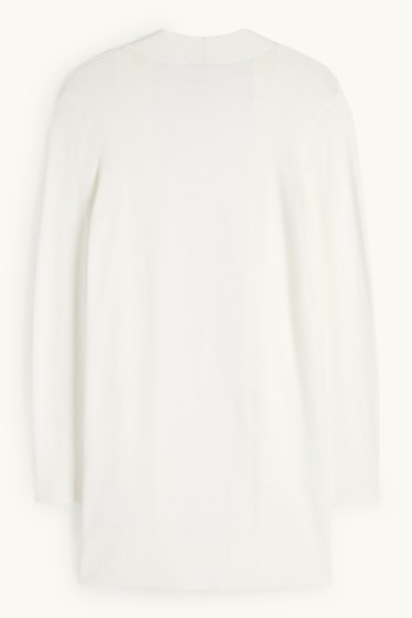 Femmes - Long gilet en maille - blanc