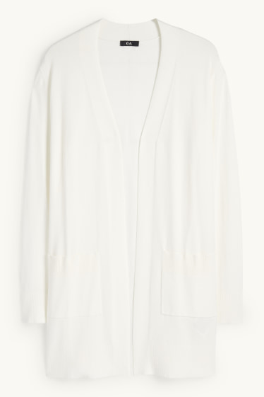 Femmes - Long gilet en maille - blanc