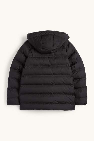 Kinder Jungen - Steppjacke mit Kapuze - wasserabweisend - schwarz