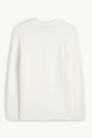 Dona - Jaqueta de punt - acanalada - blanc