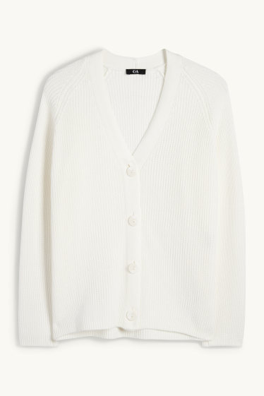 Dona - Jaqueta de punt - acanalada - blanc