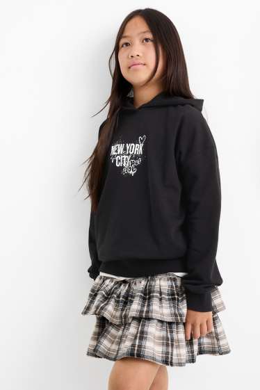 Kinder Mädchen - New York - Hoodie - schwarz