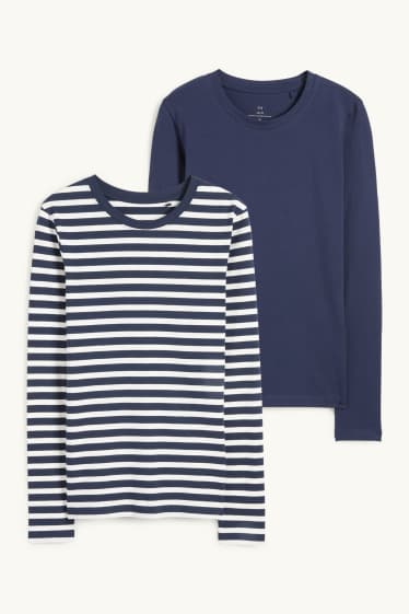 Femmes - Lot de 2 - hauts à manches longues - bleu foncé