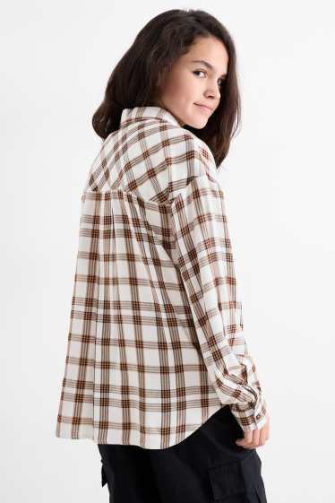 Enfants filles - Chemise - à carreaux - marron / blanc crème