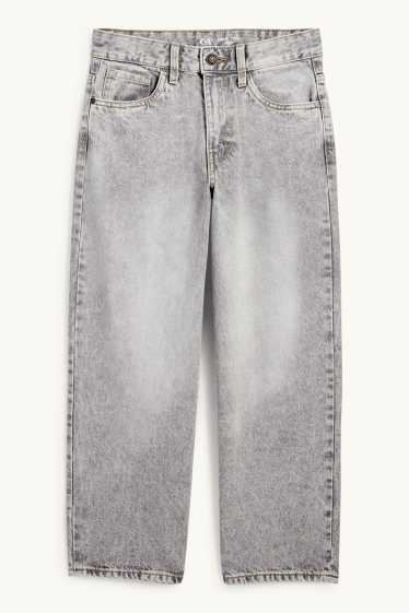 Enfants garçons - Jean baggy - ourlet ultralarge - jean gris clair