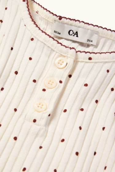 Children Girls - Long sleeve top - ribbed - polka dot - cremewhite