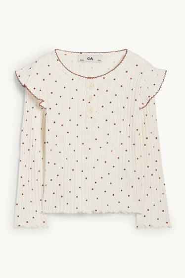 Children Girls - Long sleeve top - ribbed - polka dot - cremewhite