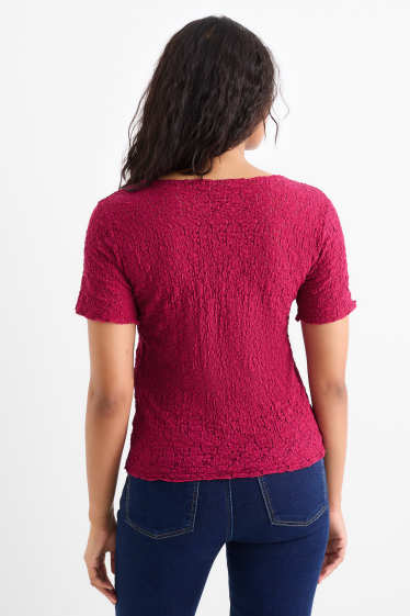 Femmes - T-shirt - regular fit - finition texturée - rose