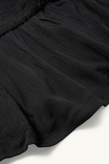 Donna - Blusa corta - arricciata - nero