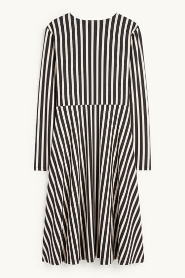 Damen - Wickelkleid - gestreift - schwarz / beige