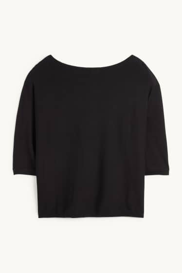 Femei - Pulover din tricot fin - negru