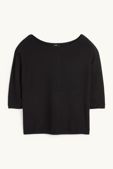 Femei - Pulover din tricot fin - negru