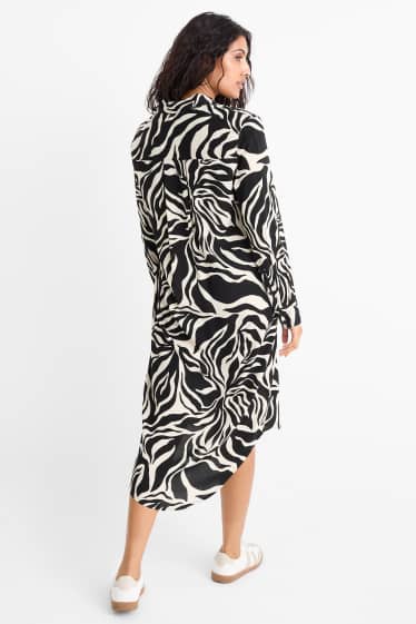 Femmes - Robe-chemisier - à motif - noir / beige