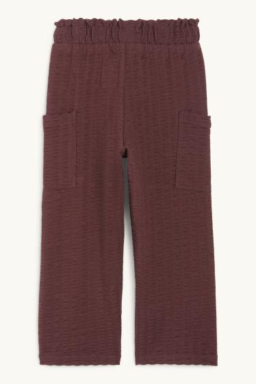 Kinder Mädchen - Jersey-Hose - strukturiert - dunkelbraun