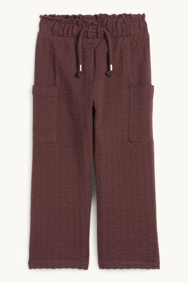 Kinder Mädchen - Jersey-Hose - strukturiert - dunkelbraun