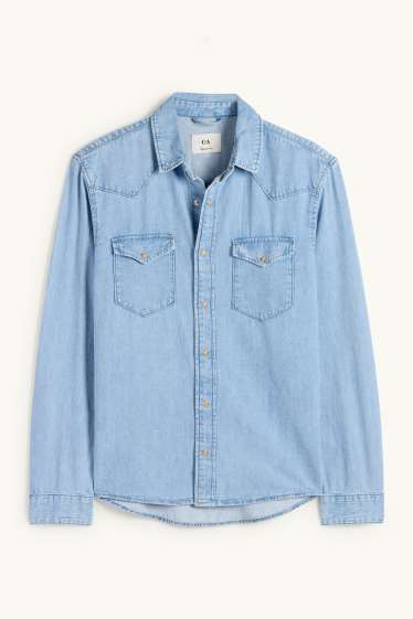 Hommes - Chemise en jean - regular fit - col kent - jean bleu