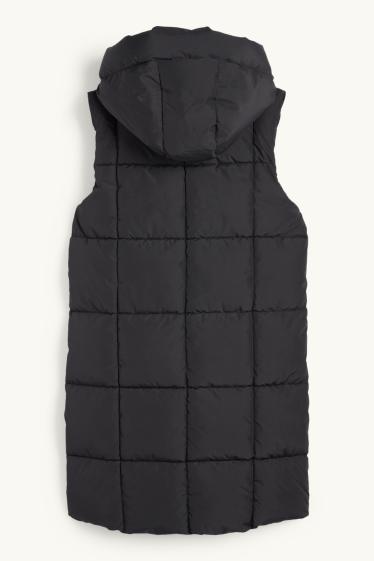 Nena - Armilla embuatada llarga amb caputxa - repel·lent a l’aigua - negre