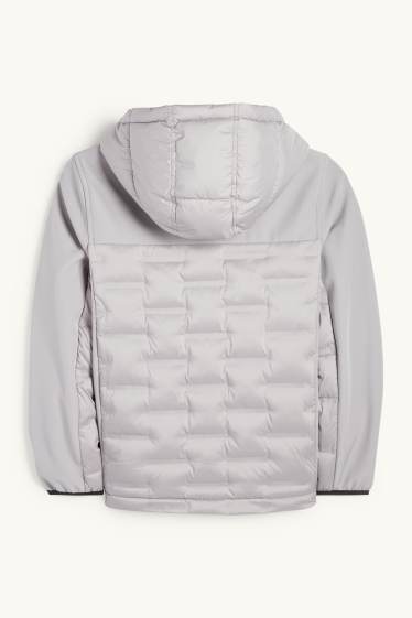 Kinder Jungen - Hybridjacke mit Kapuze - grau