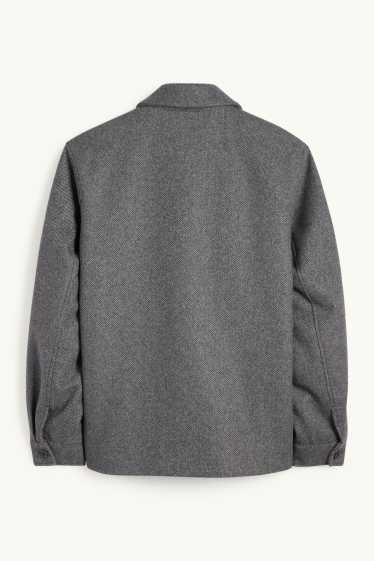 Hommes - Veste-chemise - regular fit - col kent - à motif - gris foncé