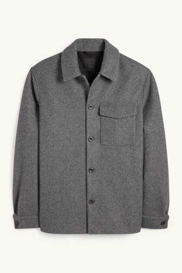 Hommes - Veste-chemise - regular fit - col kent - à motif - gris foncé
