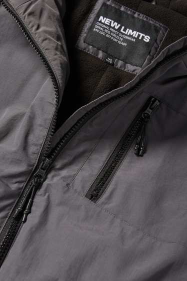 Enfants garçons - Veste à capuche - finition déperlante - gris foncé