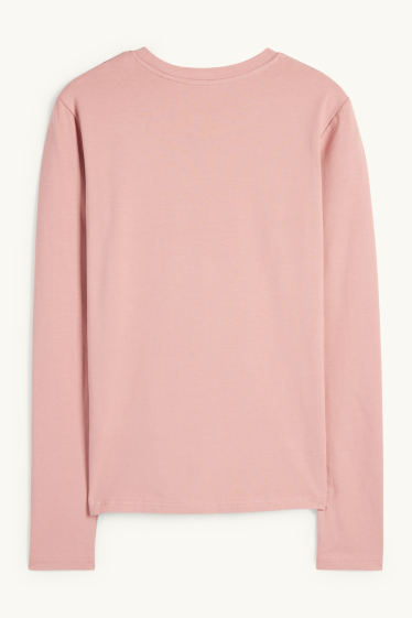 Damen - Langarmshirt - Slim Fit - dunkelrosa