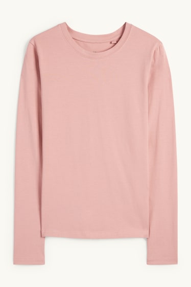 Damen - Langarmshirt - Slim Fit - dunkelrosa