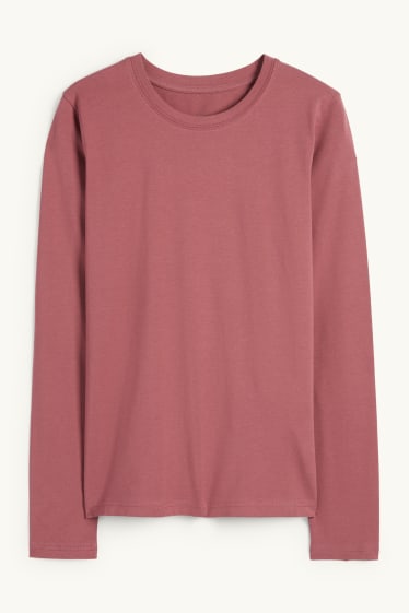 Damen - Langarmshirt - Slim Fit - bordeaux