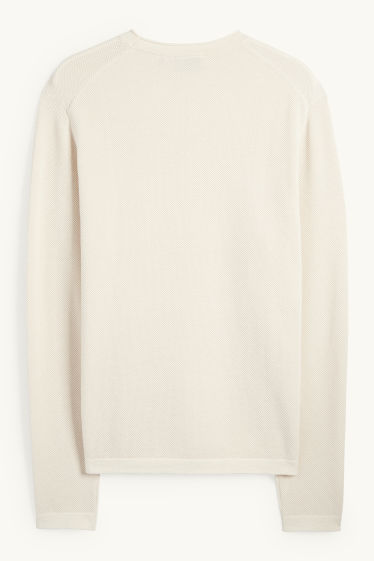 Bărbați - Pulover - structurat - bej deschis