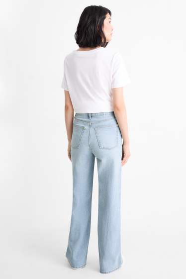 Femmes - Wide leg jean - high waist - jean bleu clair