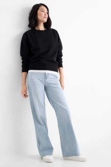 Femmes - Wide leg jean - high waist - jean bleu clair